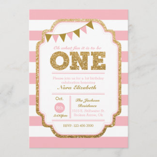 Primeiro Convite de Aniversário, Rosa e Ouro