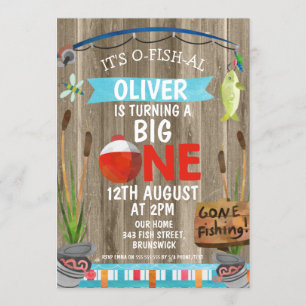 Primeiro Convite de aniversário Rustic O-Fish-Al