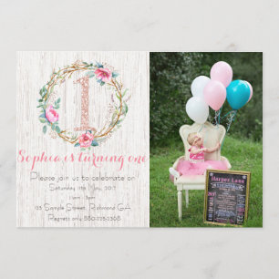 Primeiro Convite de Aniversário - Watercolor Flora