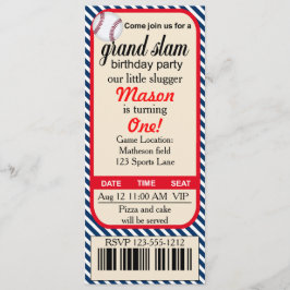 Primeiro convite de festas de Beisebol de Aniversá