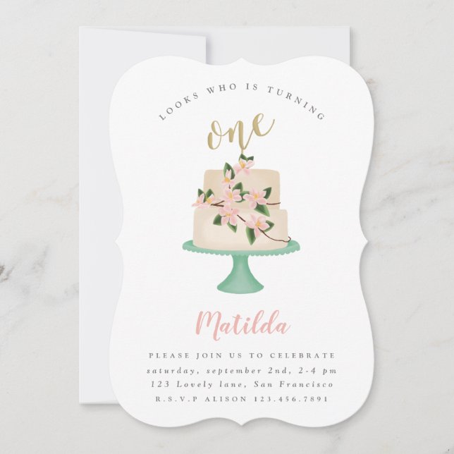 Primeiro convite de festas de bolo de aniversário (Frente)