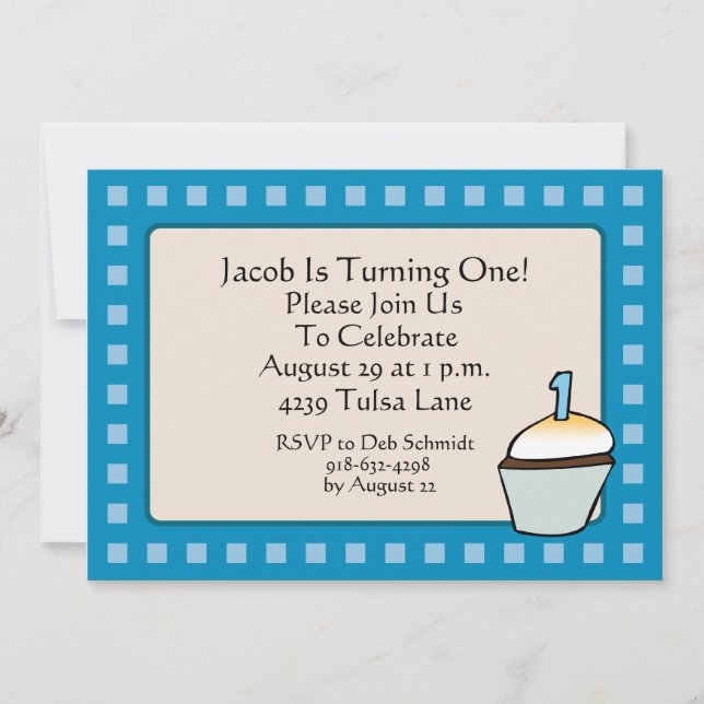 Primeiro convite de festas do cupcake do (Frente)