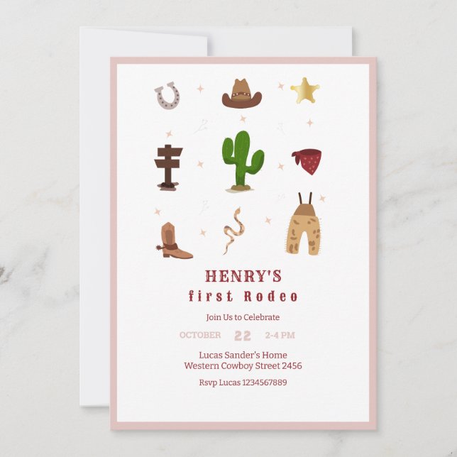 Primeiro Convite para Aniversário de criança Rodei (Frente)