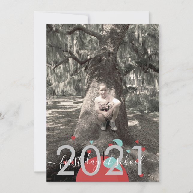 Primeiro Dia de Aula Apple Script Moderno Cartão d (Frente)