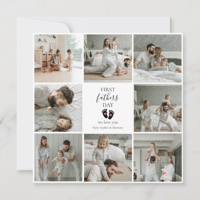 Primeiro Dia de os pais - Pegadas de Bebês e Coraç (Frente)