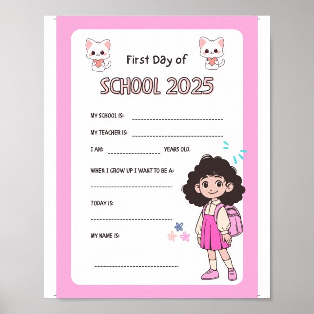 Primeiro dia de Poster da escola - Sinal de impres (Frente)