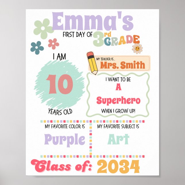 Primeiro dia de Poster escolar (Frente)