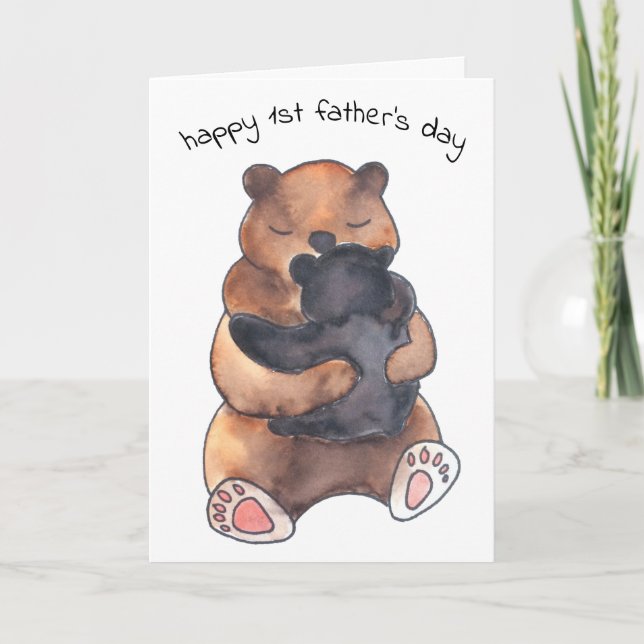 Primeiro Dia dos Pais Cartão de Abraço de Urso de  (Frente)