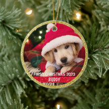 Primeiro Enfeite de Foto de Natal de Cachorrinho L