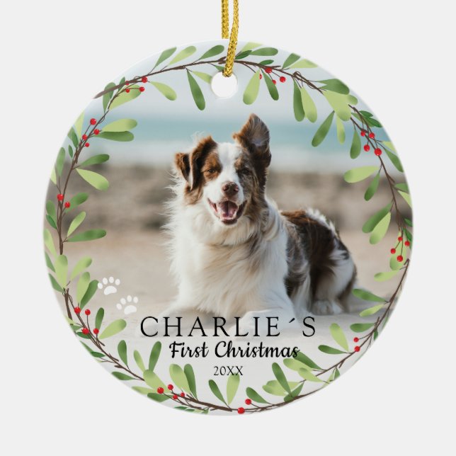  Primeiro Enfeite de Natal com Foto do Cachorro (Frente)