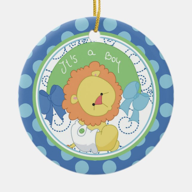 Primeiro Enfeite de Natal do Bebê Leão Precioso (Frente)