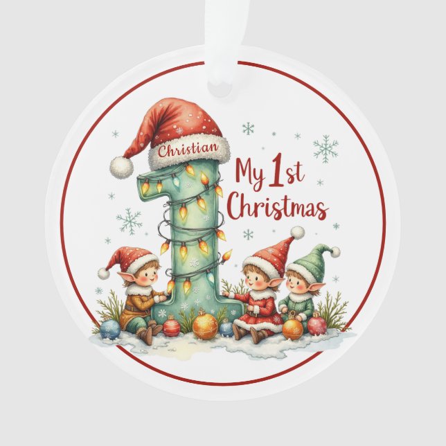 Primeiro Enfeite de Natal – Elfos (Frente)