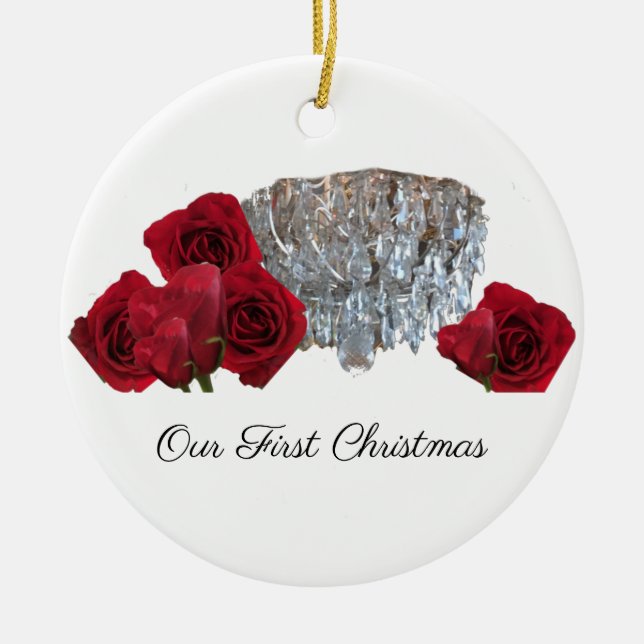 Primeiro enfeite de rosa de natal lustre (Frente)