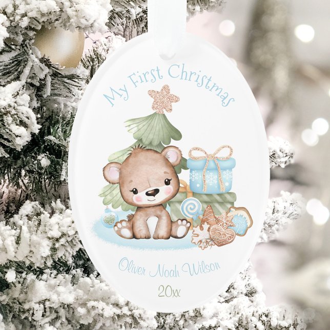 Primeiro Enfeites de natal Oval do Bebê Gelado (Cute Baby's First Oval Christmas Ornament Acrylic)