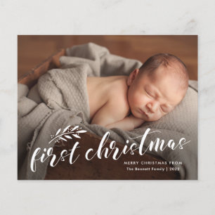 Primeiro Natal Carta de Natal com Foto do Bebê