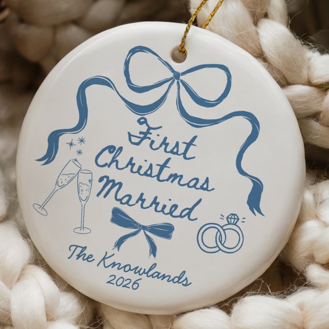 Primeiro Natal Casado Enfeite 1º Aniversário (Custom First Christmas Married Ornament 1st Anniversary Gift Personalized Holiday Couple Gift Coquet)