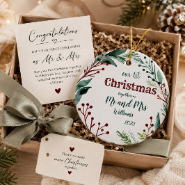 Primeiro Natal Casado Enfeite Recém-Casados Casal 