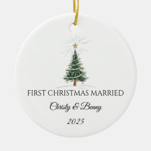 Primeiro Natal Casados 2025 Enfeite Personalizado