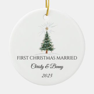 Primeiro Natal Casados 2025 Enfeite Personalizado