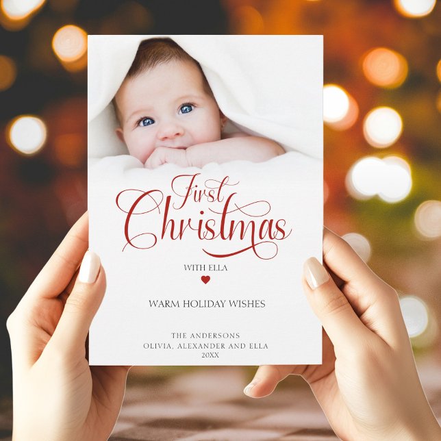 Primeiro Natal com Cartão de Férias de Foto (First Christmas with Photo Holiday Card)