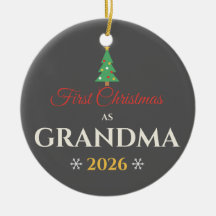 Primeiro Natal como Avó 2026 Enfeite de Cerâmica