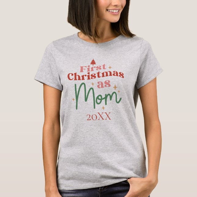 Primeiro Natal como Mãe Nova Mãe Camiseta de Natal (Frente)
