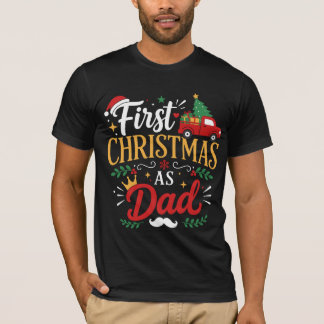 Primeiro Natal como Papai Camiseta Vintage Novo Pa