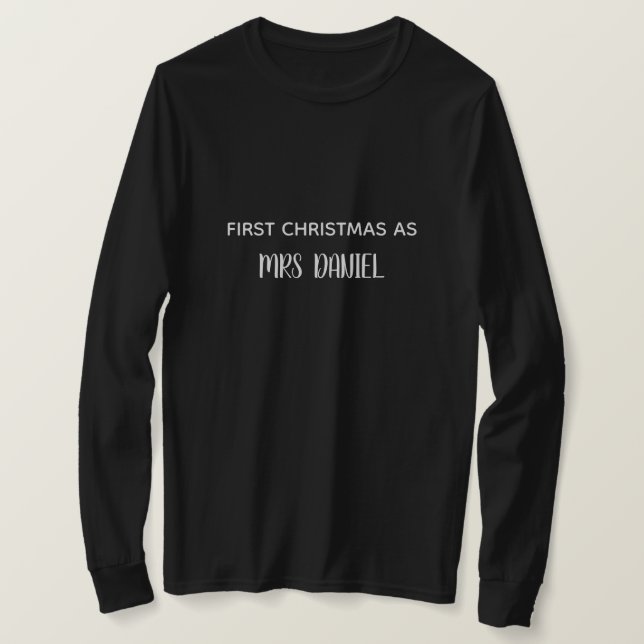 Primeiro Natal como Senhora Camisa Nome Personaliz (Frente do Design)