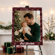 Primeiro Natal da Bebê Burgundy Rosa Arco Bolinhas