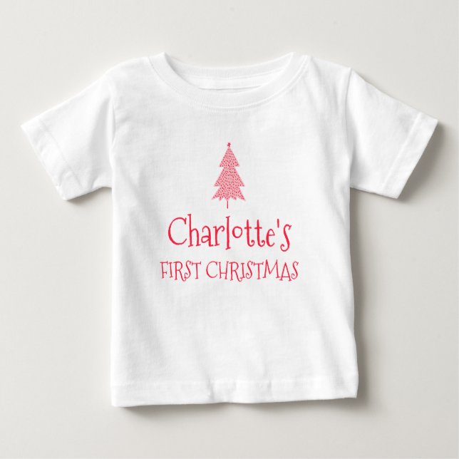 Primeiro Natal da Bebê Charlotte Camisa com Nome (Frente)