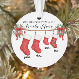 Primeiro Natal da Família de Quatro Meias Enfeite