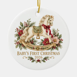 Primeiro Natal do Bebê 2026 Ornamento de Cerâmica