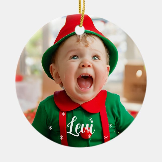 Primeiro Natal do Bebê Enfeite | Aprendiz de Elfo (Frente)