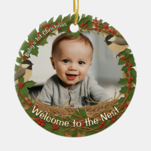 Primeiro Natal do Bebê enfeite de cerâmica Woodsy
