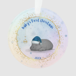 Primeiro Natal do Bebê Enfeite de Natal de Hipopót