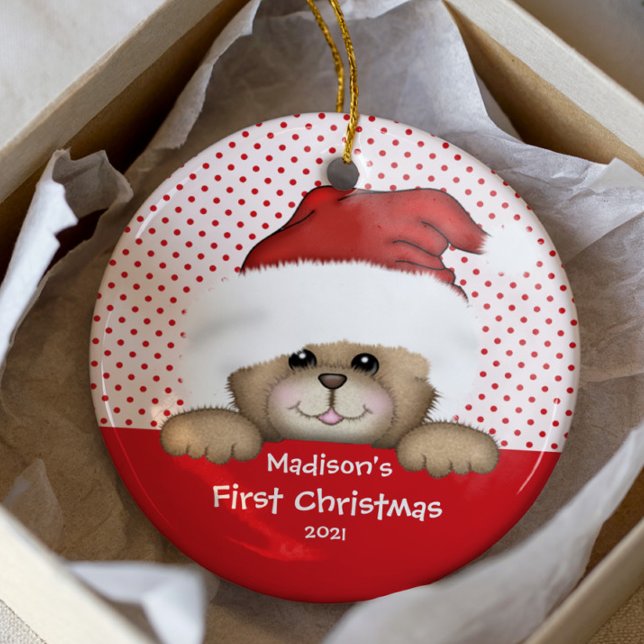Primeiro Natal do Bebê Enfeite Urso Papai Noel (Criador carregado)