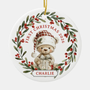 Primeiro Natal do Bebê Ornamento de Cerâmica em Cí