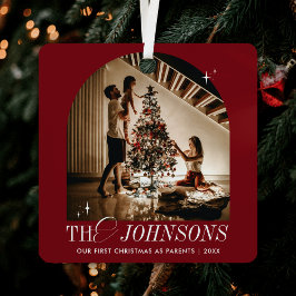 Primeiro Natal Junto Foto Elegante - Script Vermel