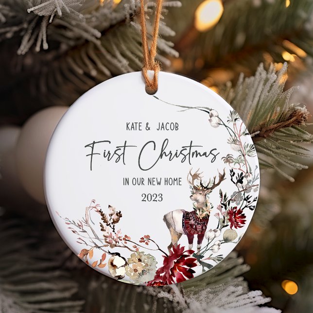 Primeiro Natal no nosso novo Enfeites de natal (Our First Christmas in New Home Whimsical Ornament)