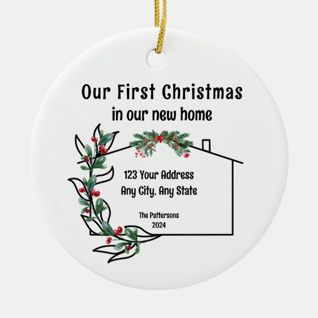 Primeiro Natal No Nosso Novo Ornamento Doméstico (Frente)