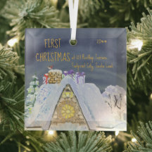 Primeiro Natal - Novo Telhado de Pegada de Novos P