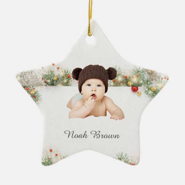 Primeiro Ornamento de Natal do Clássico Frame Baby (Frente)