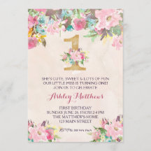 PRIMEIRO primeiro aniversario Belo Convite Floral,