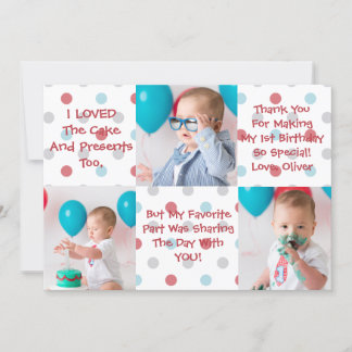 Primeiros cartões de agradecimentos do aniversário