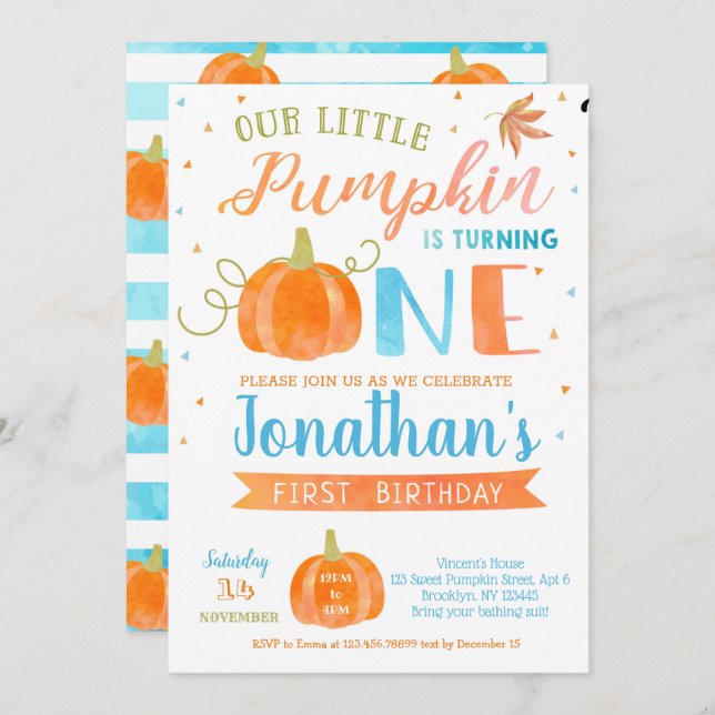 Primeiros Convites de Aniversário para Menino 1rua (Frente/Verso)