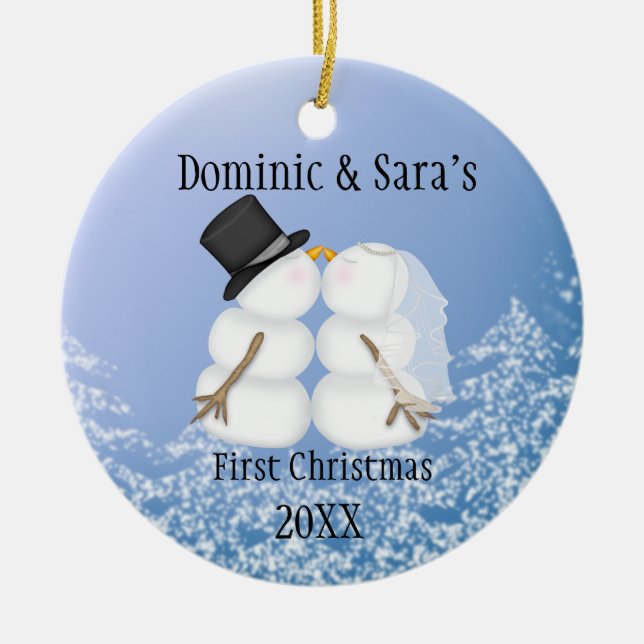 Primeiros enfeites de natal de beijo bonitos do (Frente)