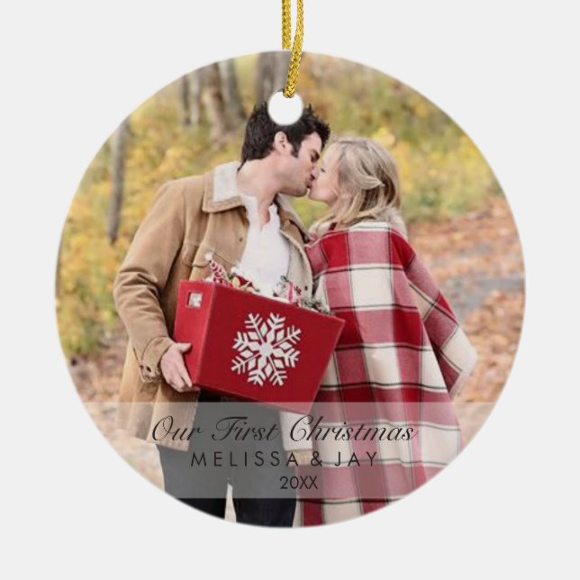 Primeiros feriados Monogrammed dos enfeites de (Frente)