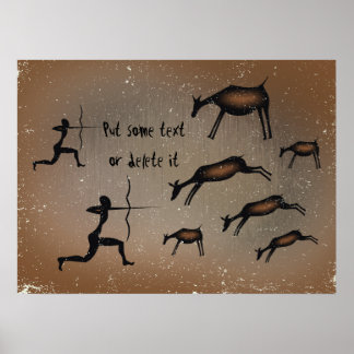 Primitive cave art horses custom poster print