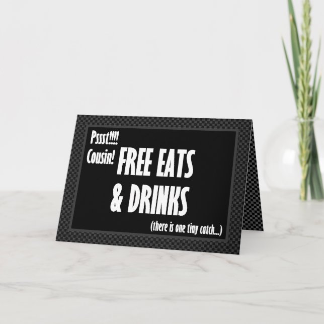 PRIMO Convite Engraçado de Padrinho Comida Grátis (Frente)