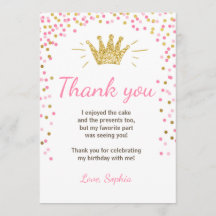 Princesa Aniversário Ouro Cor-de-rosa dos cartões